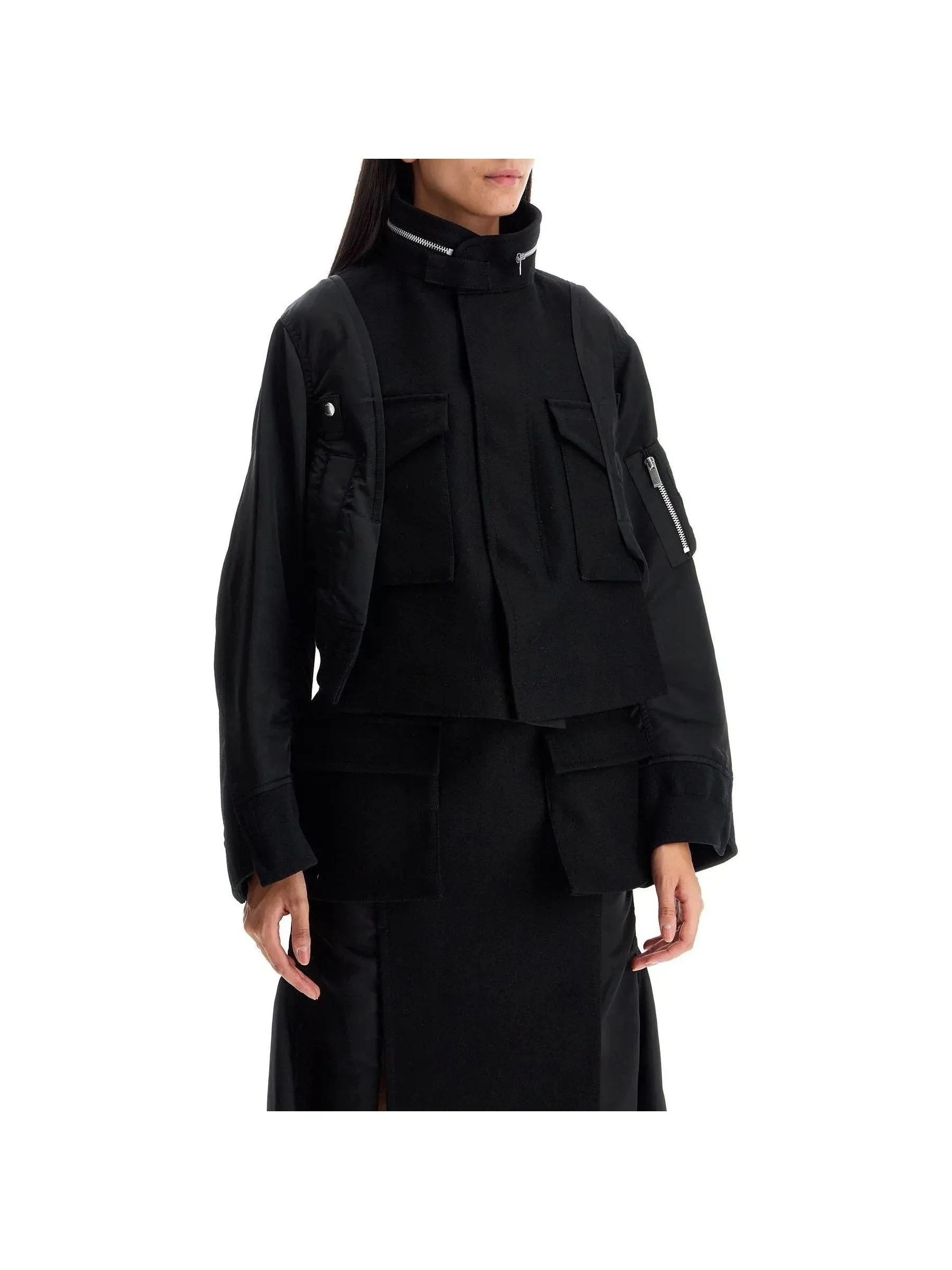 Sacai Wool Blend Outerwear Jacket
