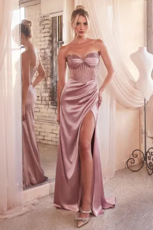 Savannah Embellished Corset Maxi Gown (Dusty Rose)