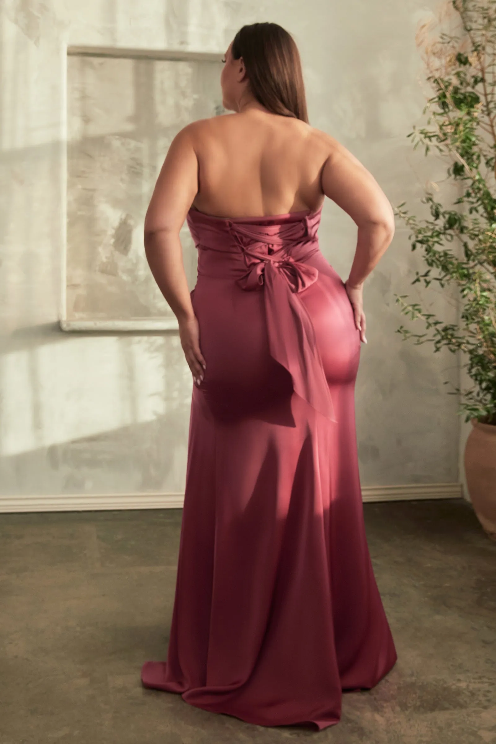 Sesi Strapless Satin Corset Maxi Gown (Rose)