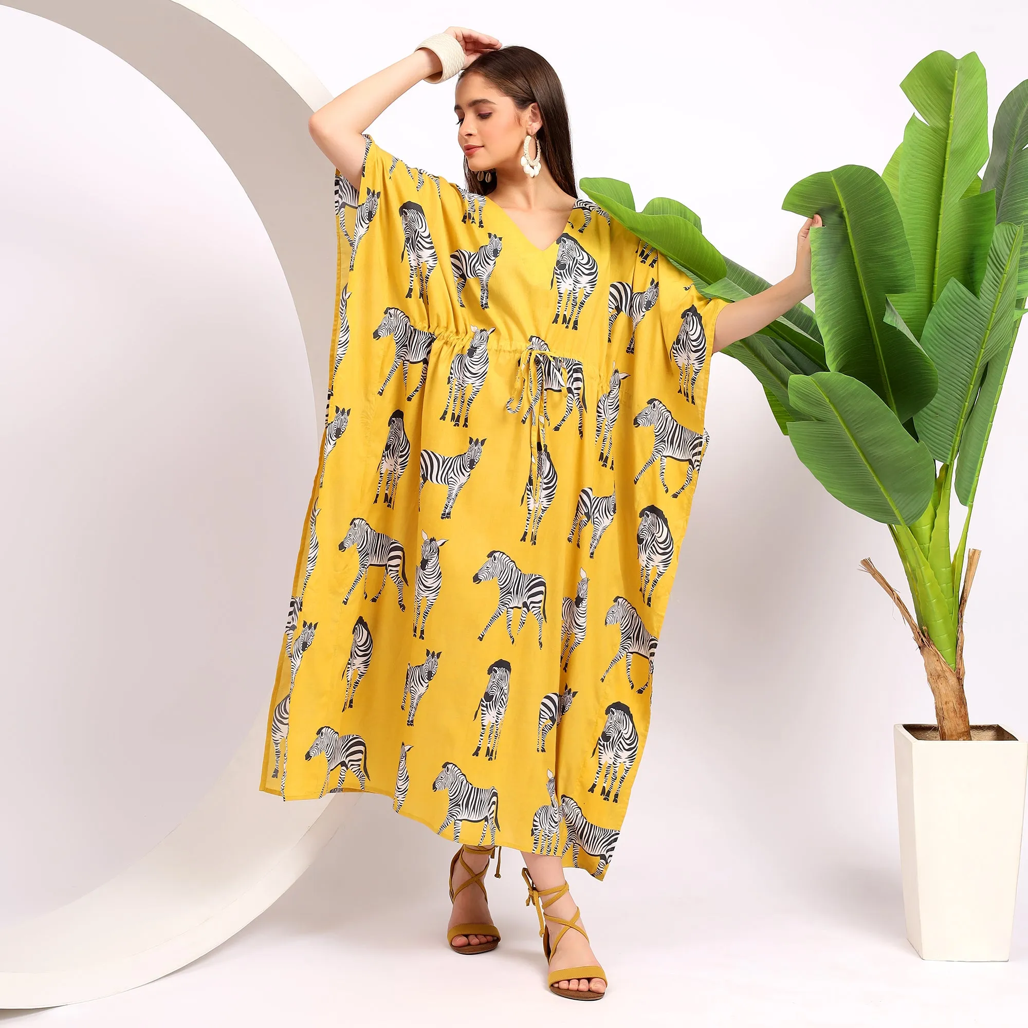 Shop the Bold Wine Zebra Print Kaftan – Stand Out in Style!