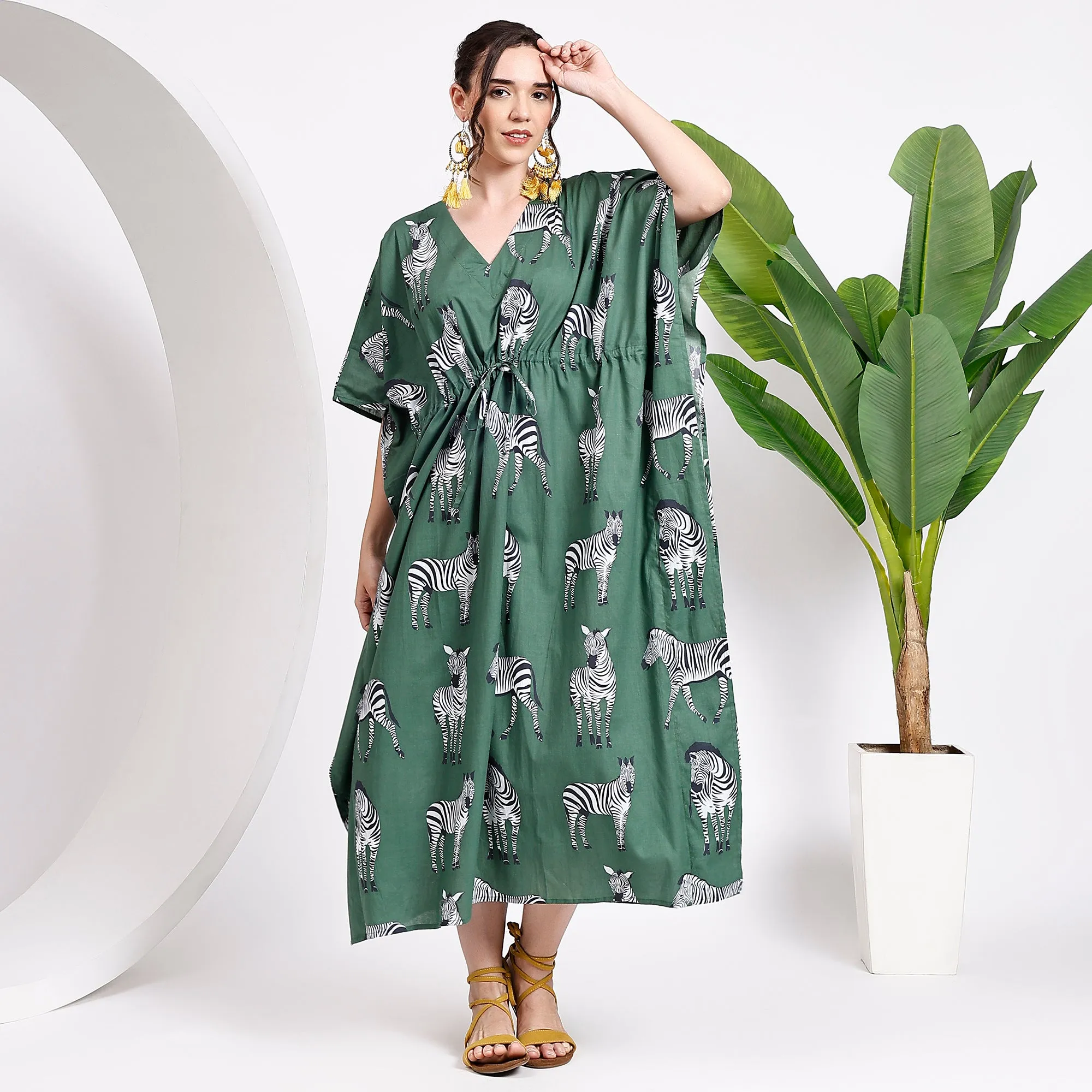 Shop the Bold Wine Zebra Print Kaftan – Stand Out in Style!
