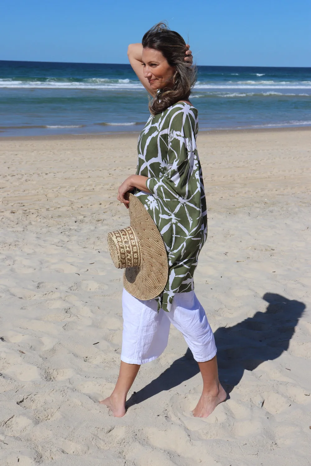 Short Kaftan in Olive Bamboo