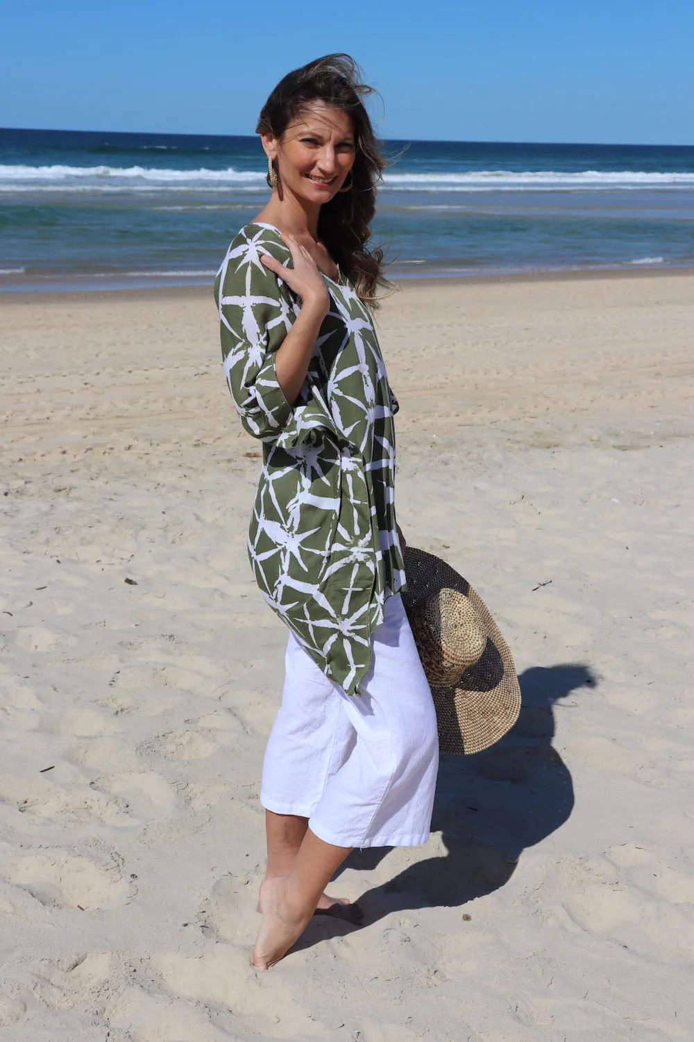Short Kaftan in Olive Bamboo