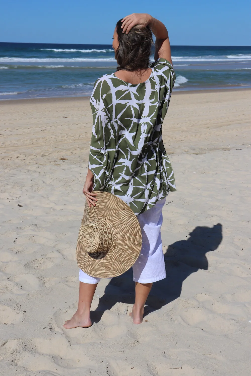 Short Kaftan in Olive Bamboo