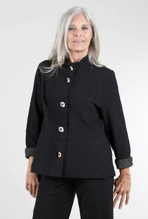 Speckle Knit Swing Jacket, Black
