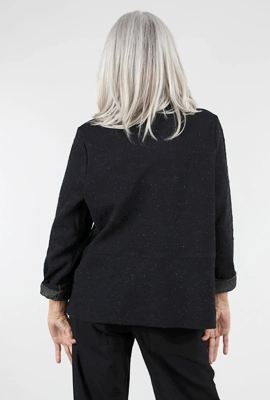 Speckle Knit Swing Jacket, Black