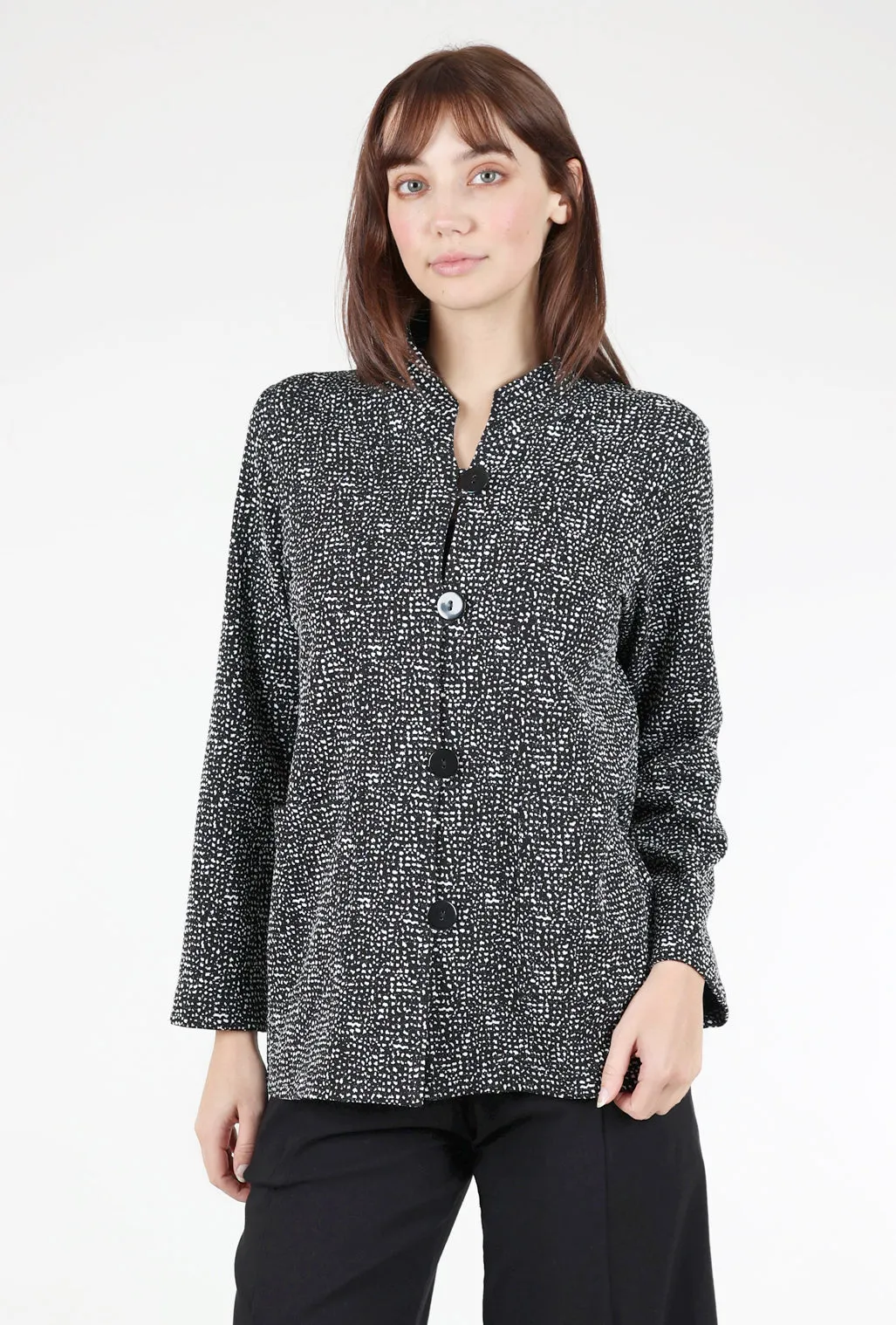 Speckled Knit Jacket, Black