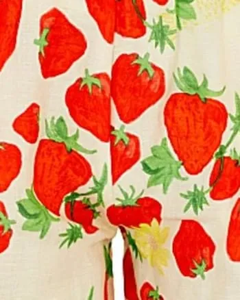 Strawberry-Print Linen-Blend Shorts in Beige | Beige