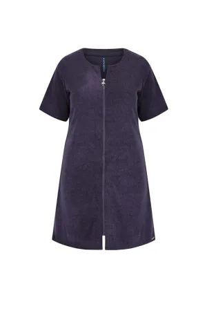 Terry Towelling Zip Through Dress Navy