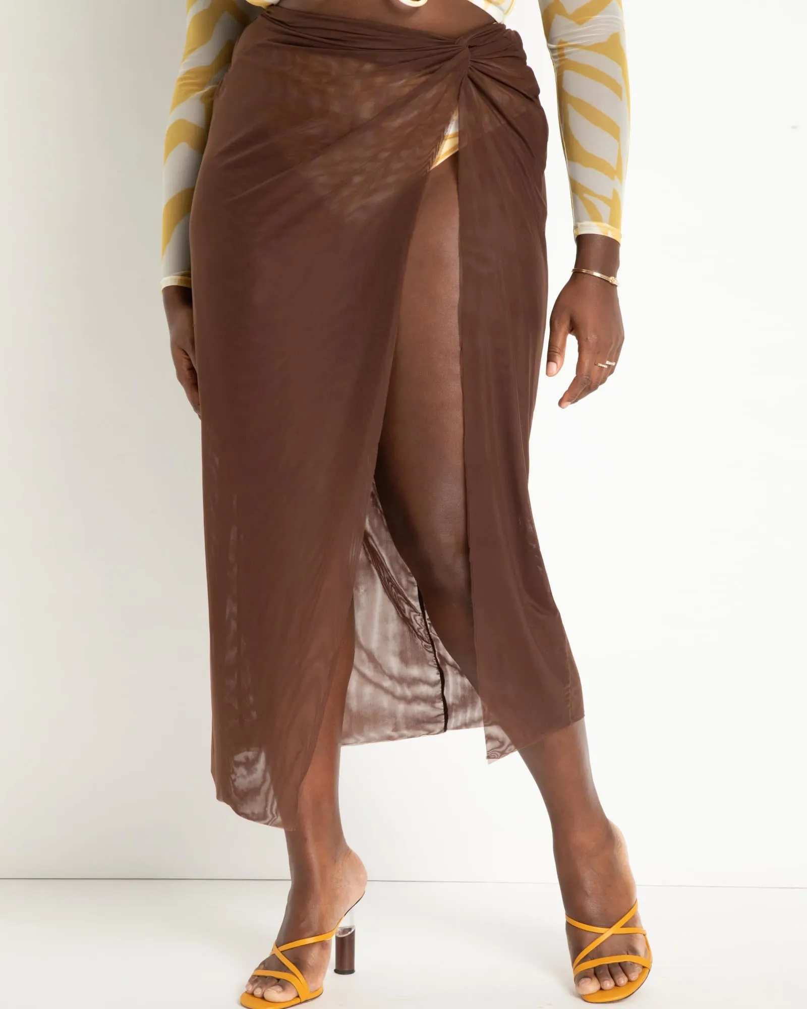 Twist Front Sarong Wrap Coverup Skirt | Hot Fudge