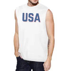 USA With Stars Mens Sleeveless Shirt Funny Independence Day Tanks