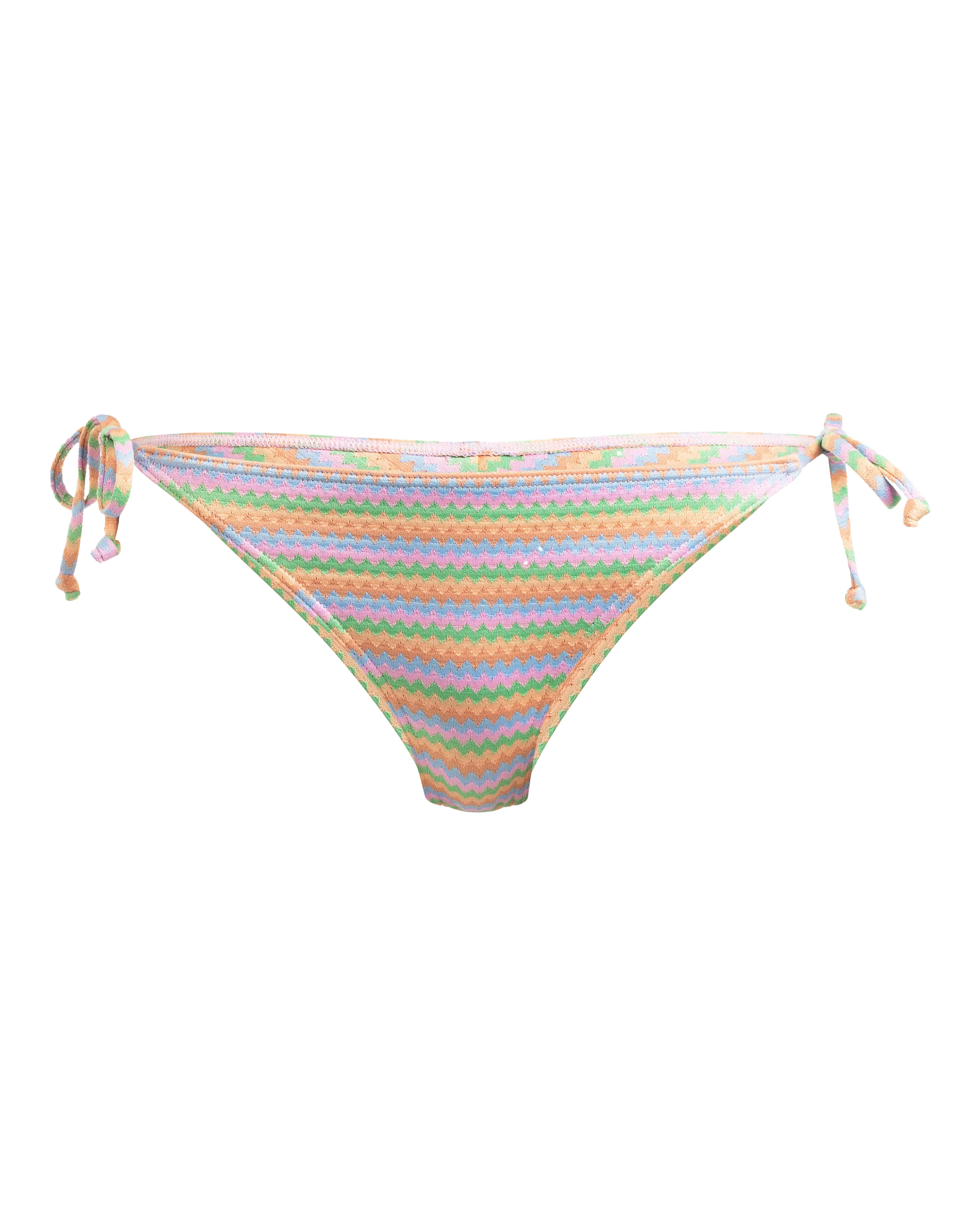 Wavy Stripe Cheeky Tie Bikini Bottoms in Papaya
