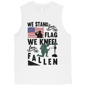 We Stand We Kneel Mens Graphic Workout Muscle Tee Memorial Day Gift