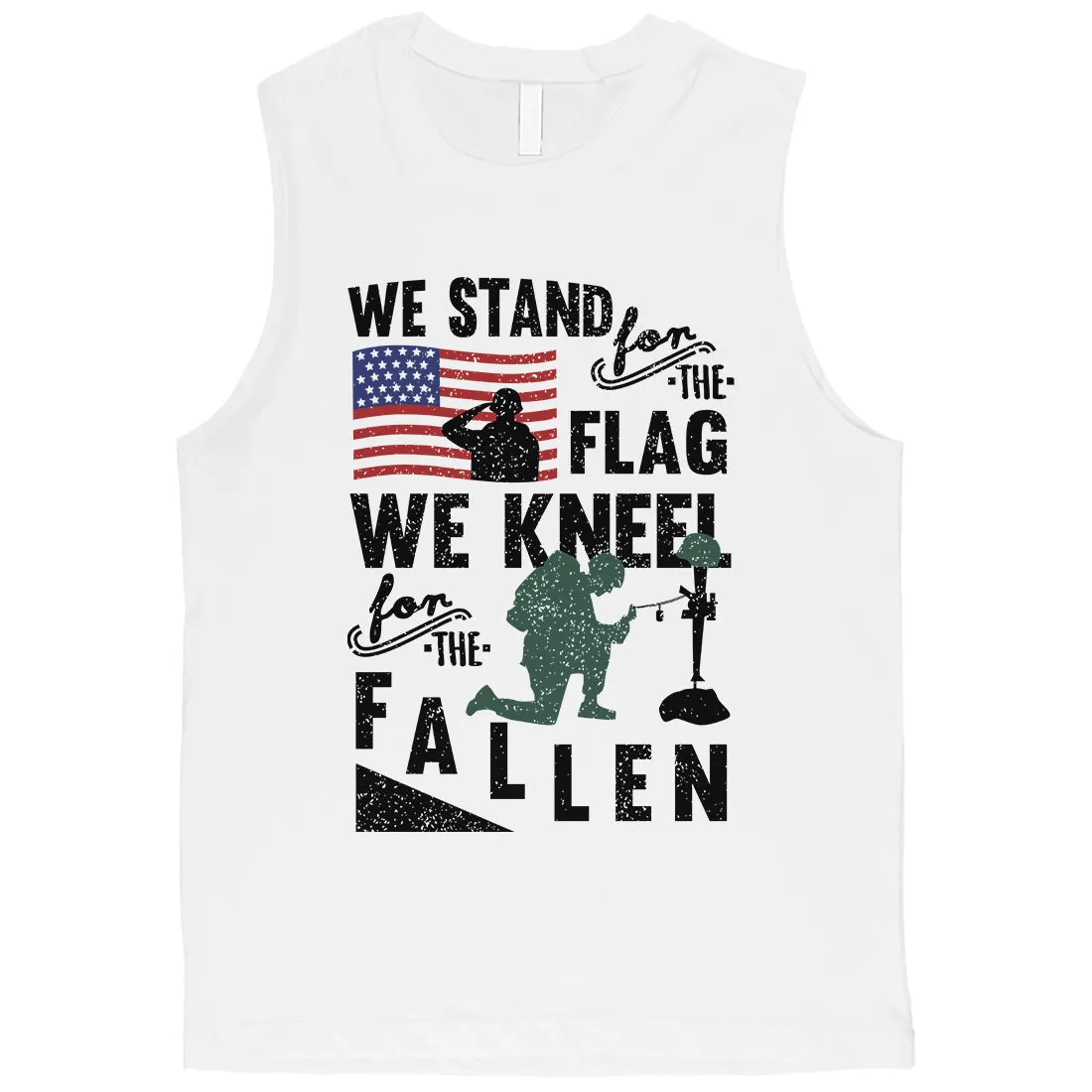 We Stand We Kneel Mens Graphic Workout Muscle Tee Memorial Day Gift