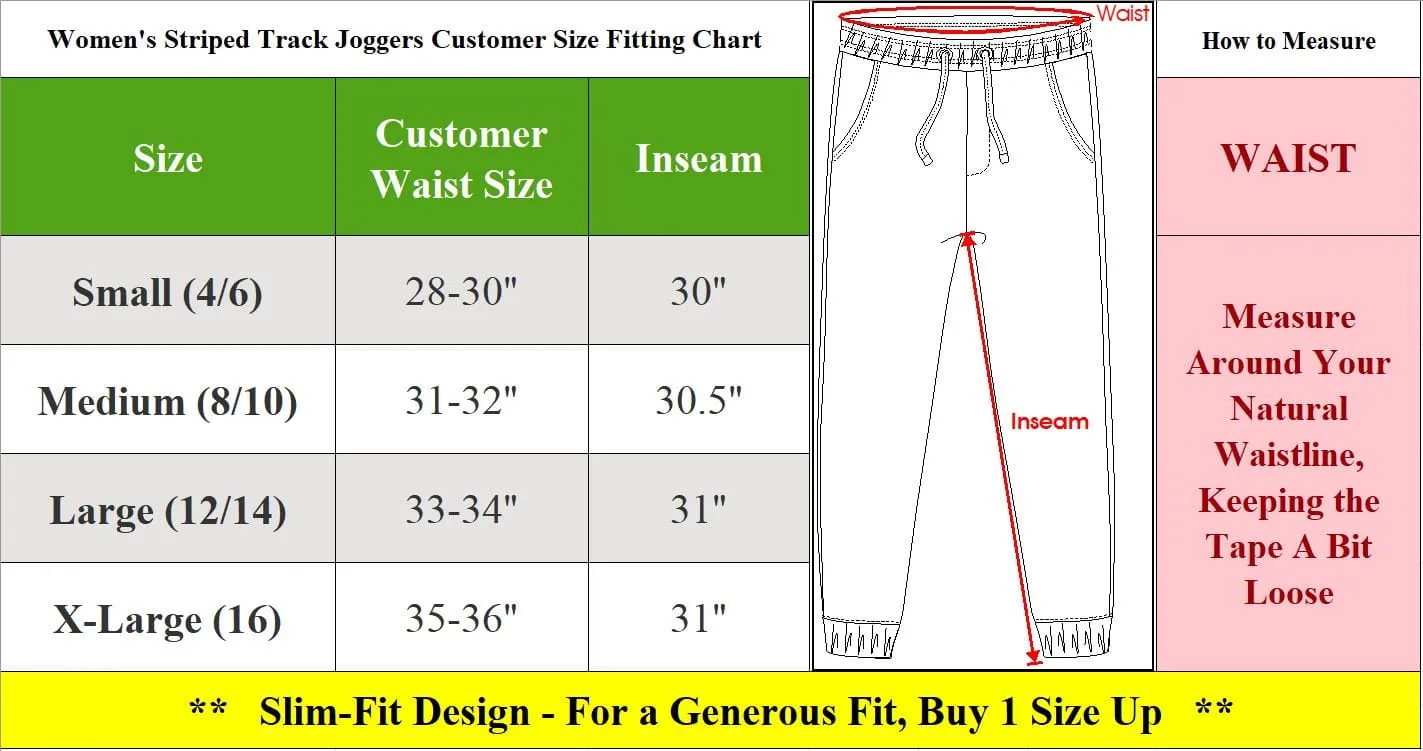 Women's Moisture Wicking Striped Track Joggers