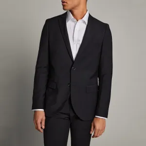 Wool Blend Bi-Stretch Blazer - Black