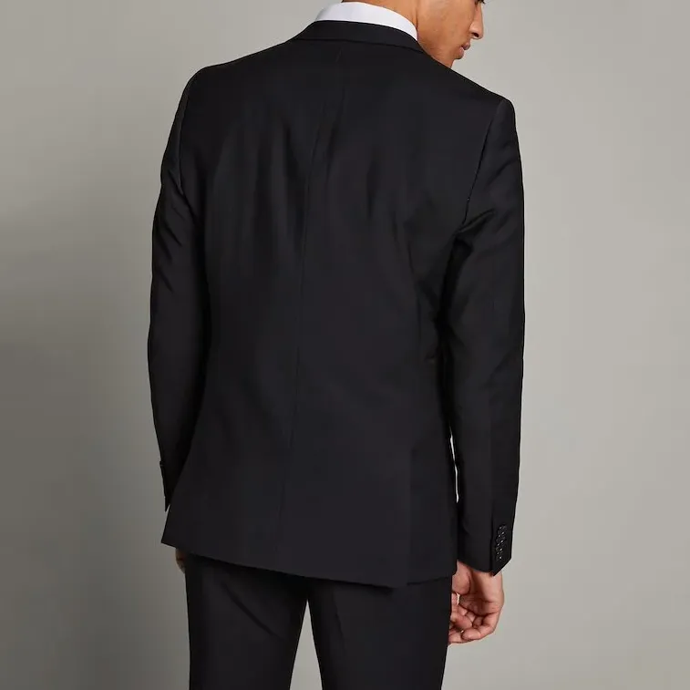Wool Blend Bi-Stretch Blazer - Black
