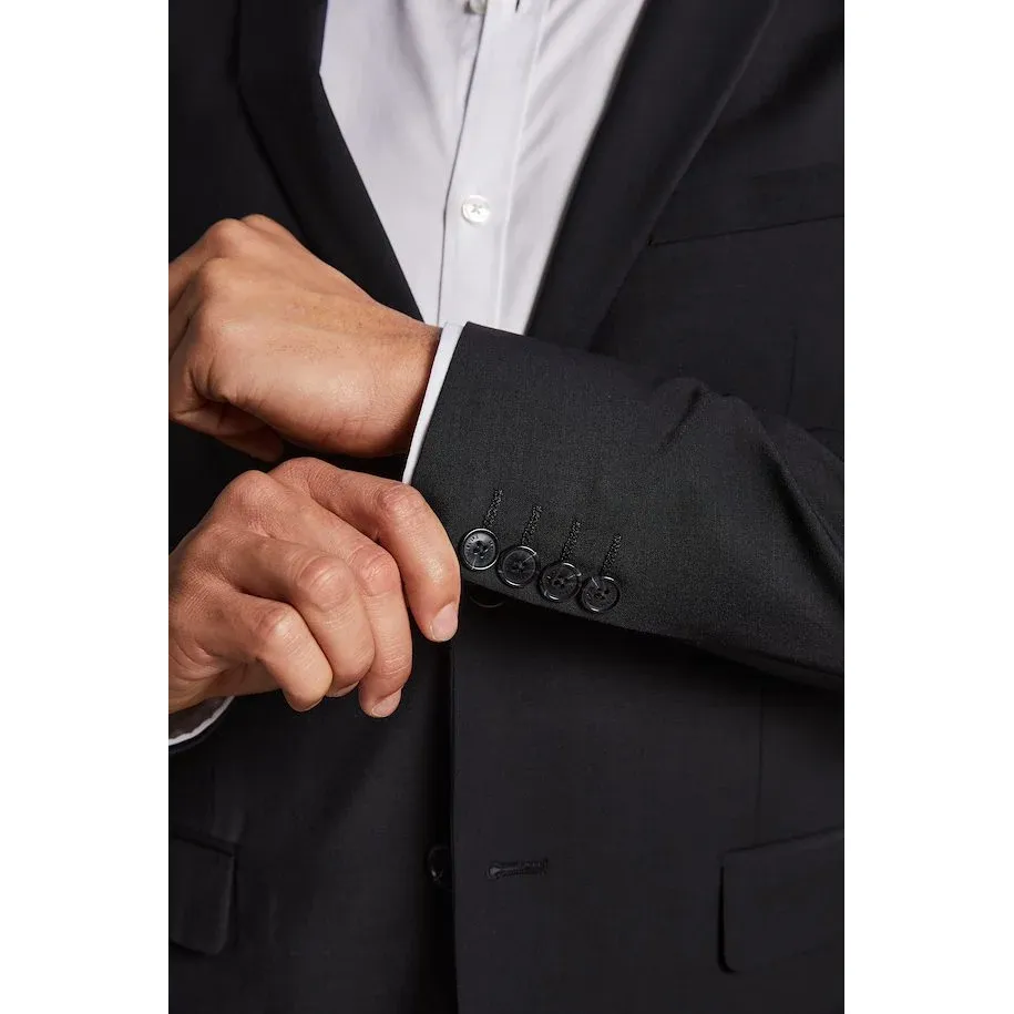Wool Blend Bi-Stretch Blazer - Black