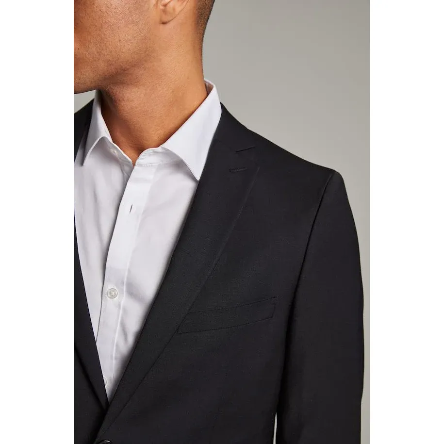 Wool Blend Bi-Stretch Blazer - Black