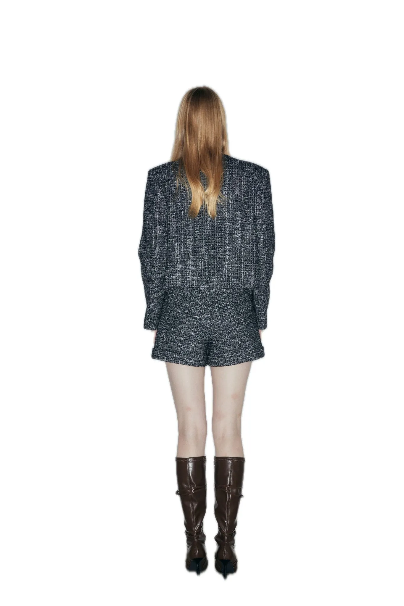 Wool-Blend Tweed Jacket In Black White