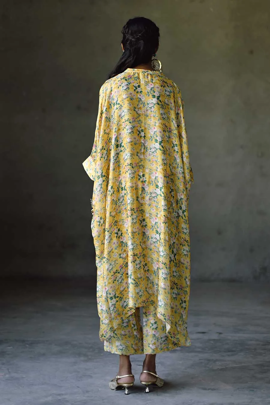 Yellow Floral Laguna Embroidered Kaftan