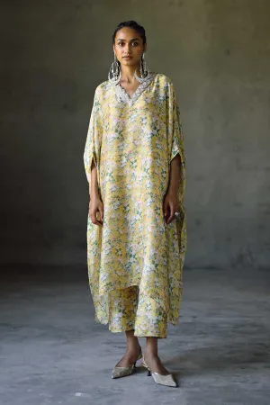 Yellow Floral Laguna Embroidered Kaftan