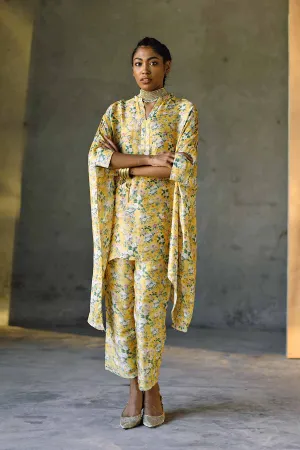 Yellow Floral Laguna Short Kaftan