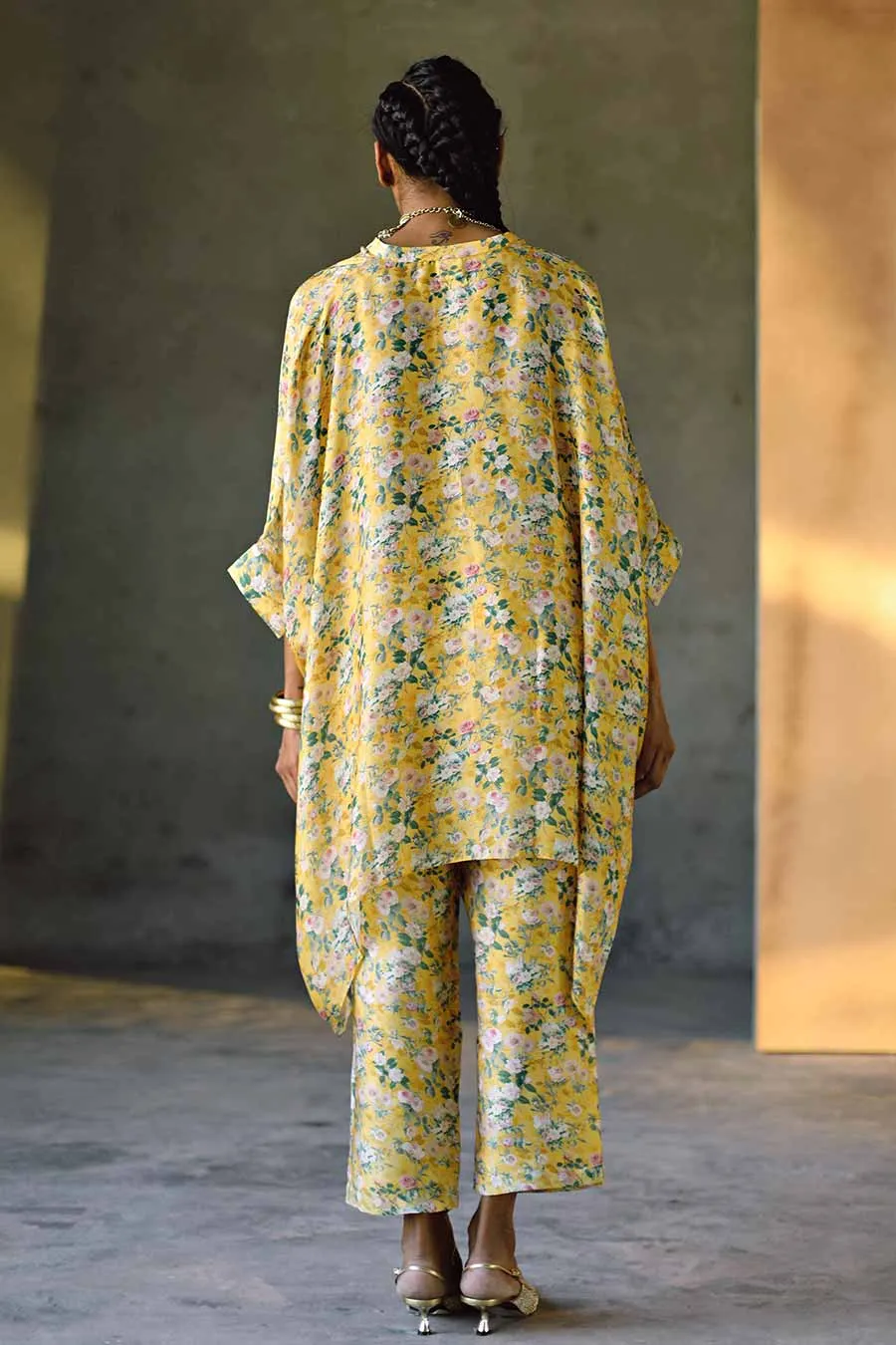 Yellow Floral Laguna Short Kaftan