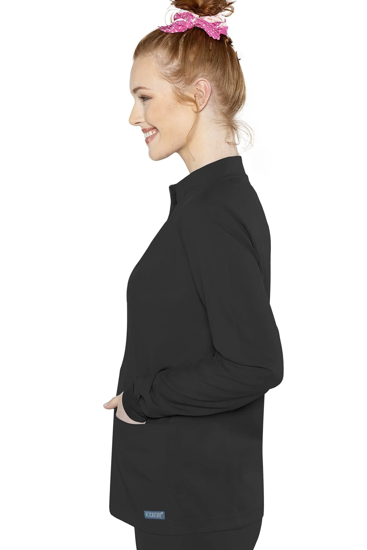 Zip Front Warm-Up With Shoulder Yokes  by Med Couture(MC Insight)  XS-5XL / Black