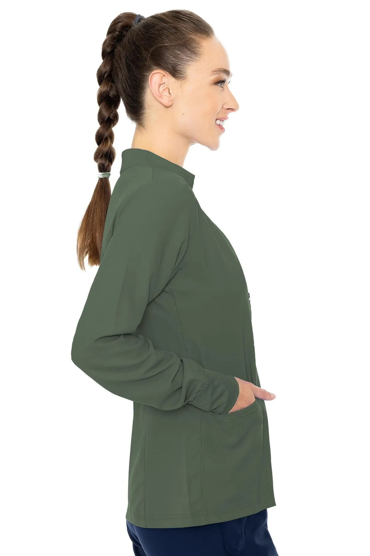 Zip Front Warm-Up With Shoulder Yokes by Med Couture(MC Insight)  XS-5XL /Olive